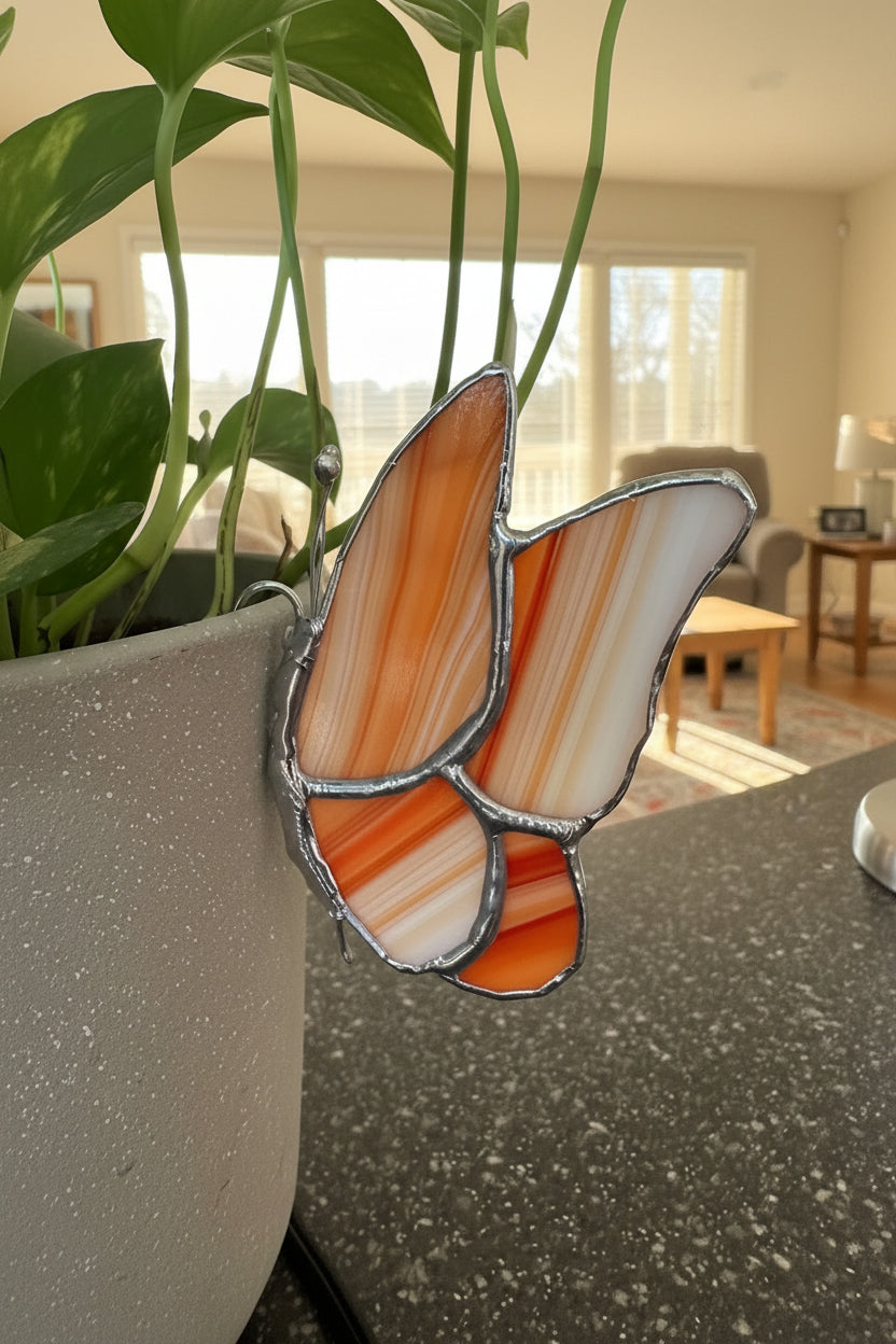 Orange and White Butterfly Pot Buddy