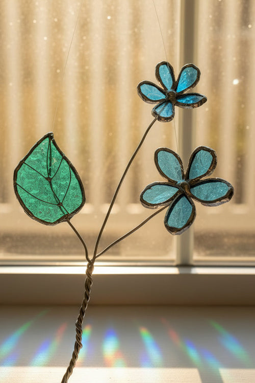 Blue and Teal Flower Suncatcher