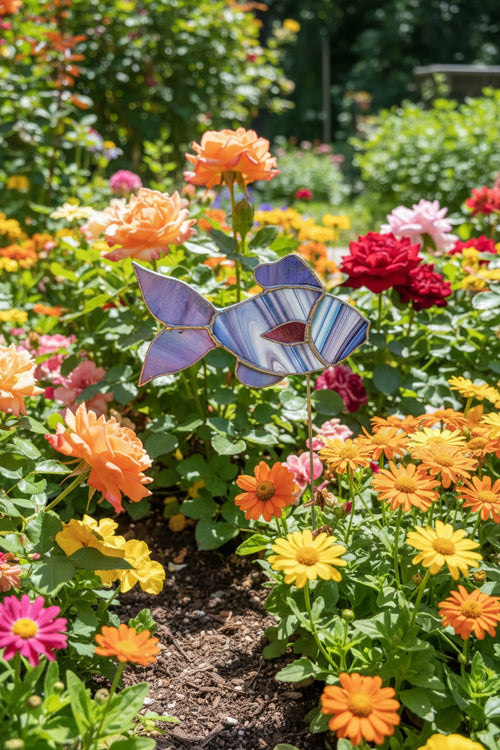 Blue and Purple Fish Plant Stake