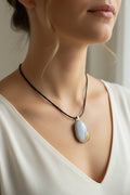 Fused Glass Pearl White & Lavender Organic Pendant Necklace