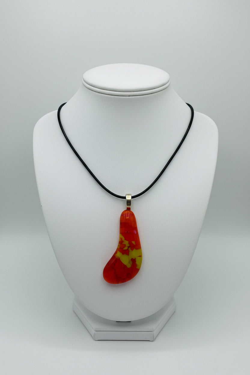 Fused Glass Fire & Flame Pendant Necklace