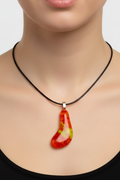 Fused Glass Fire & Flame Pendant Necklace