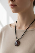 Fused Glass Smoky Round Pendant Necklace