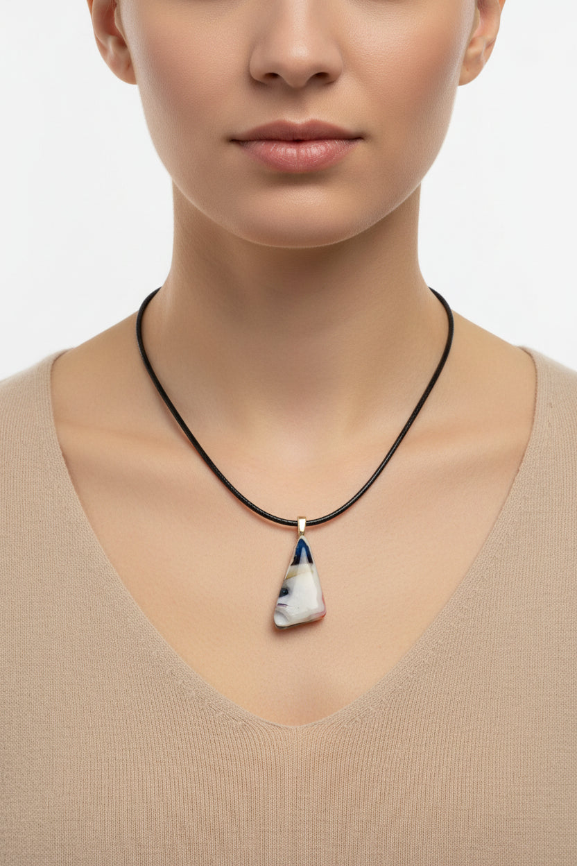 Fused Glass Abstract Pendant Necklace