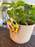 Rainbow Swirl Stained Glass Butterfly Plant Pot Buddy