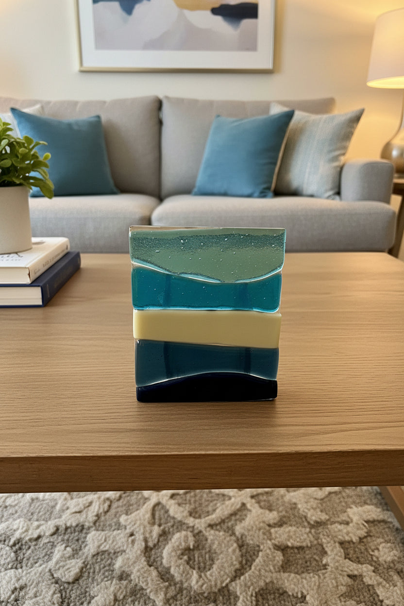 Fused Glass Sea & Beach Votive Candle Holder