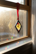 Pressed Flower Stained Glass Diamond Suncatcher