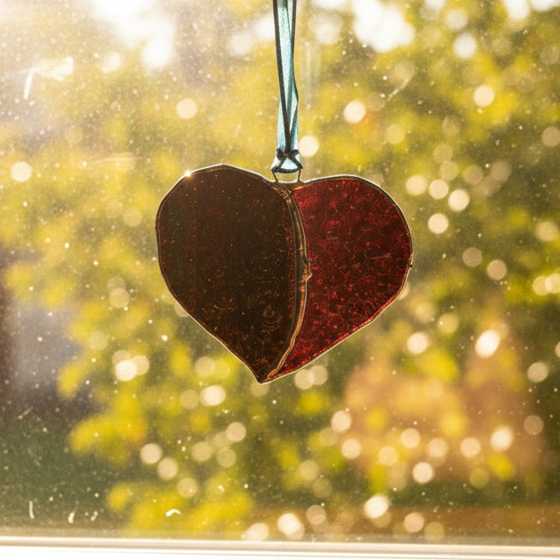 Two-Tone Stained Glass Heart Suncatcher