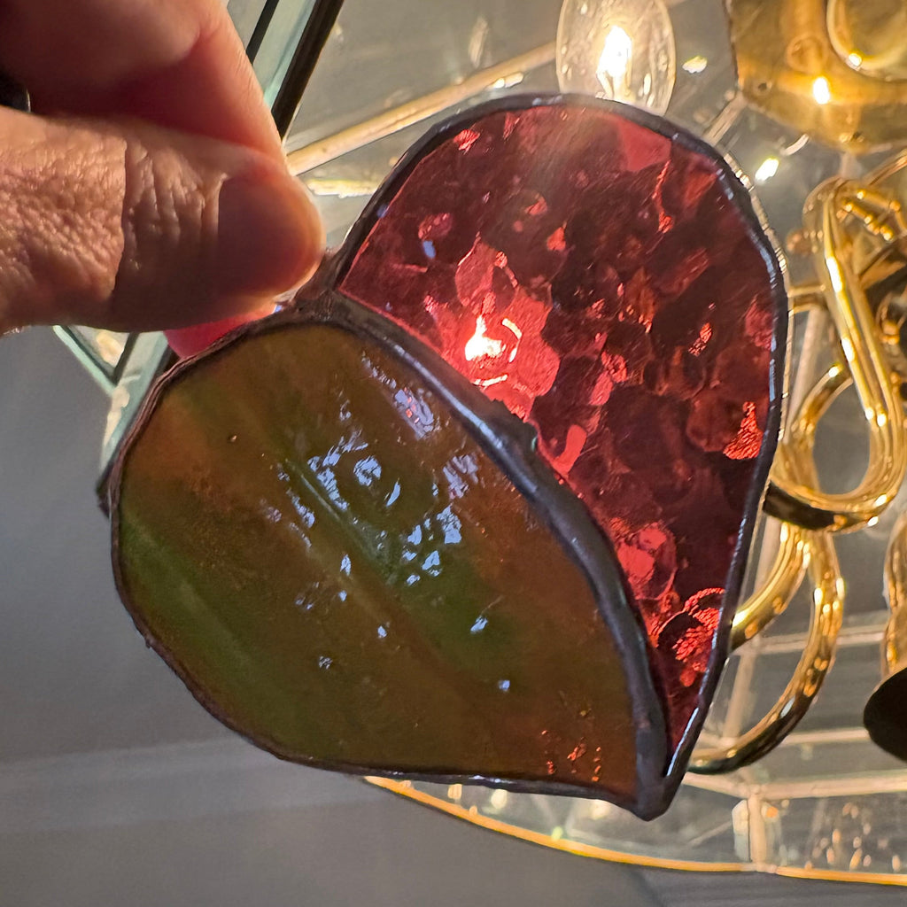 Two-Tone Stained Glass Heart Suncatcher