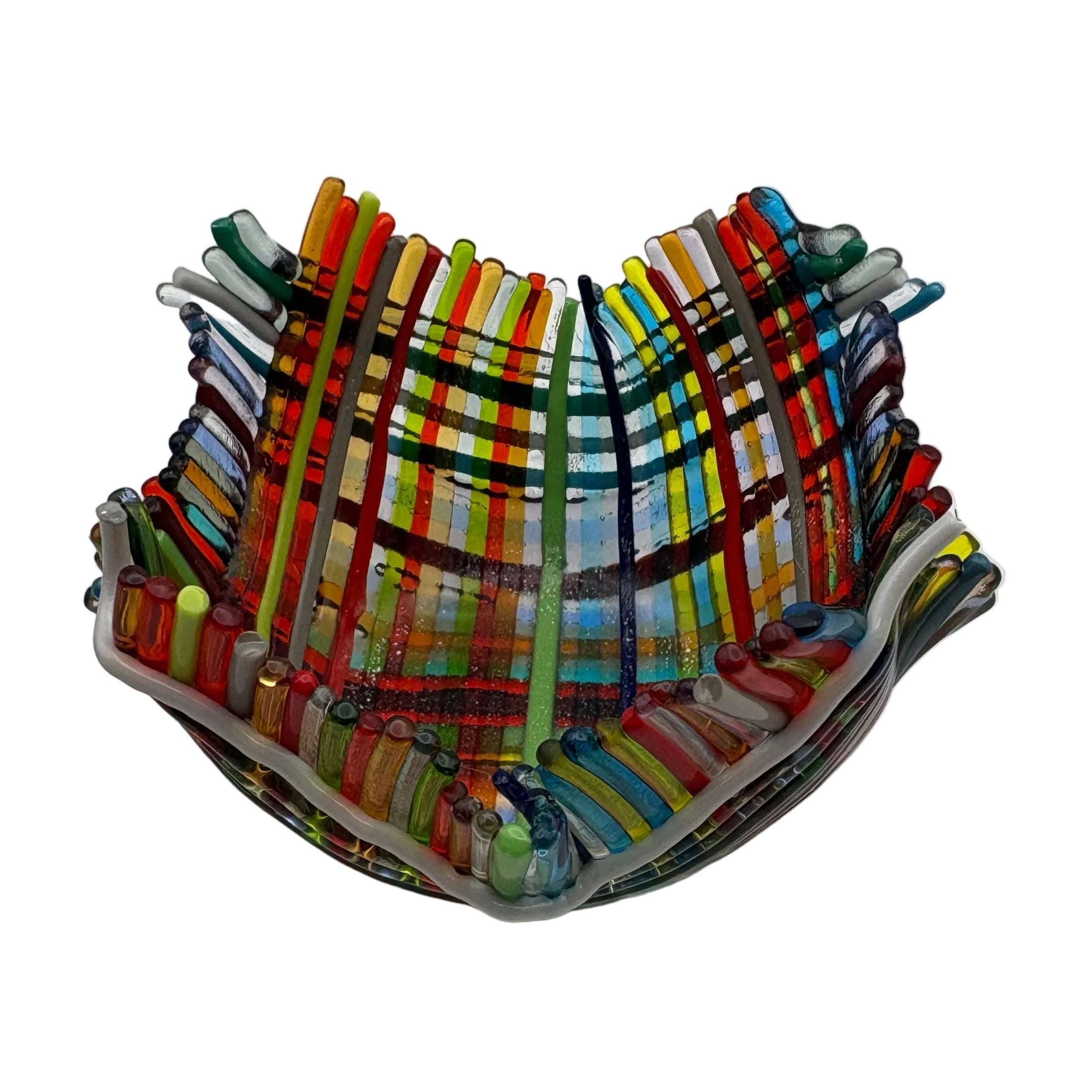 Fused Glass Woven Fabric Bowl
