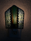 Stained Glass Arched Nightlight – Teal & Blue Wavy Glass