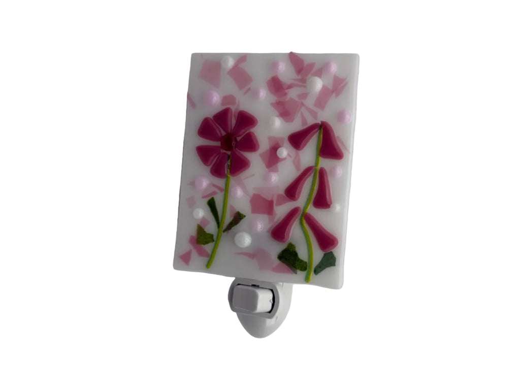Fused Glass Pink Flower Nightlight