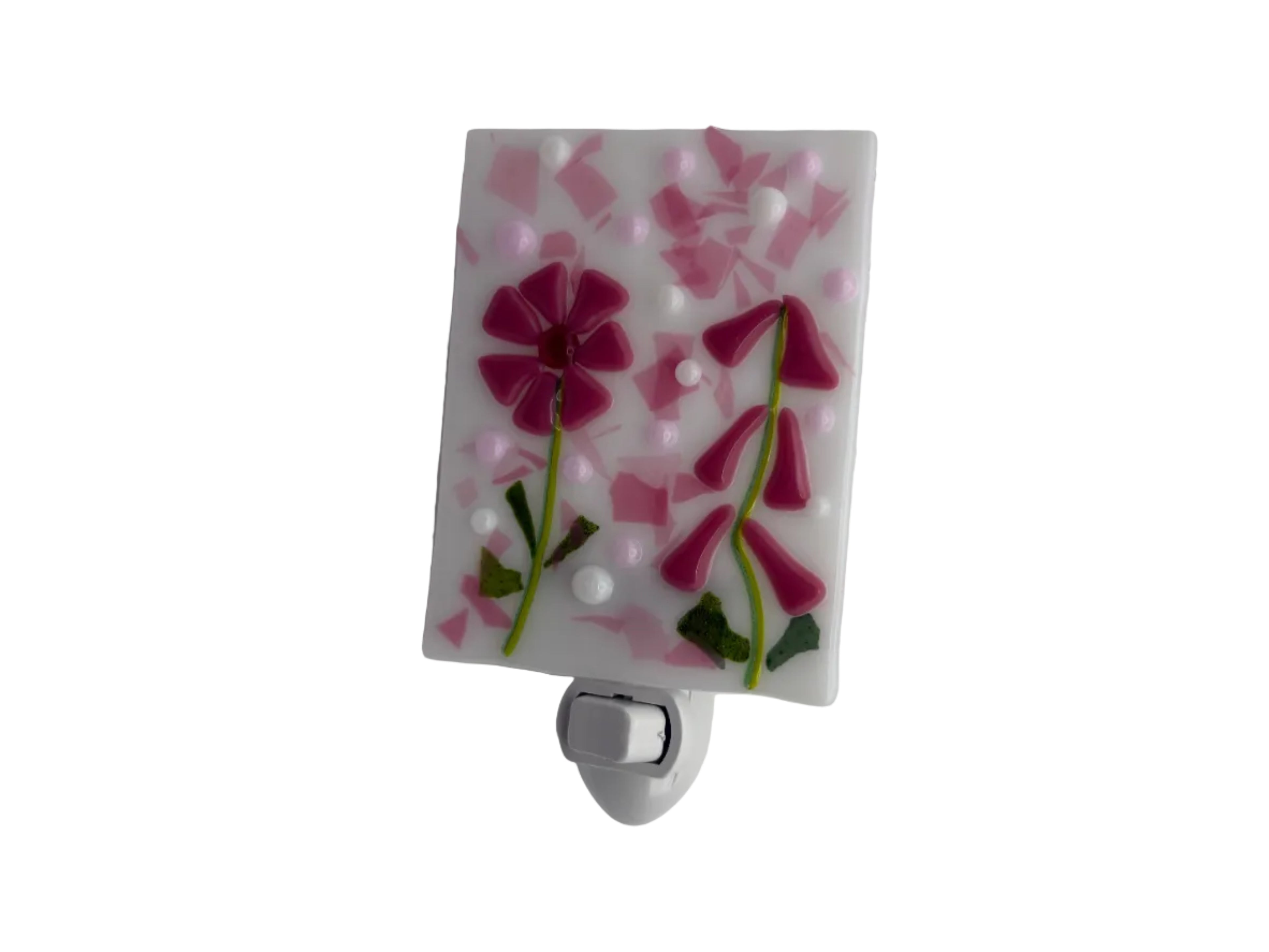 Fused Glass Pink Flower Nightlight