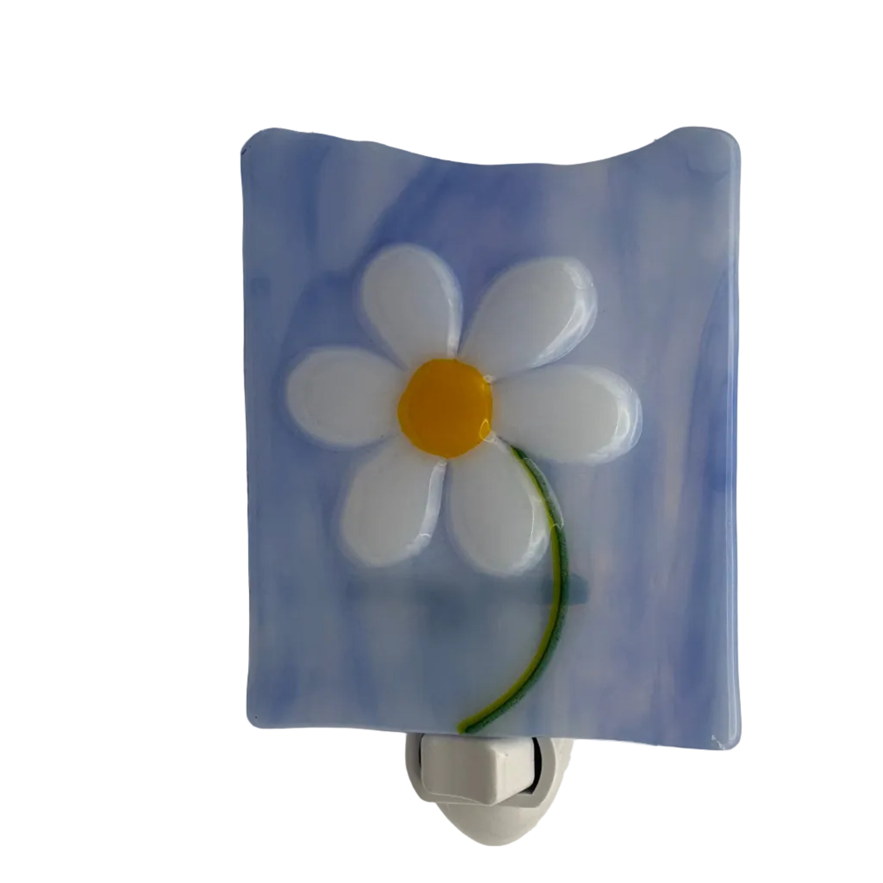 Fused Glass White Daisy Nightlight