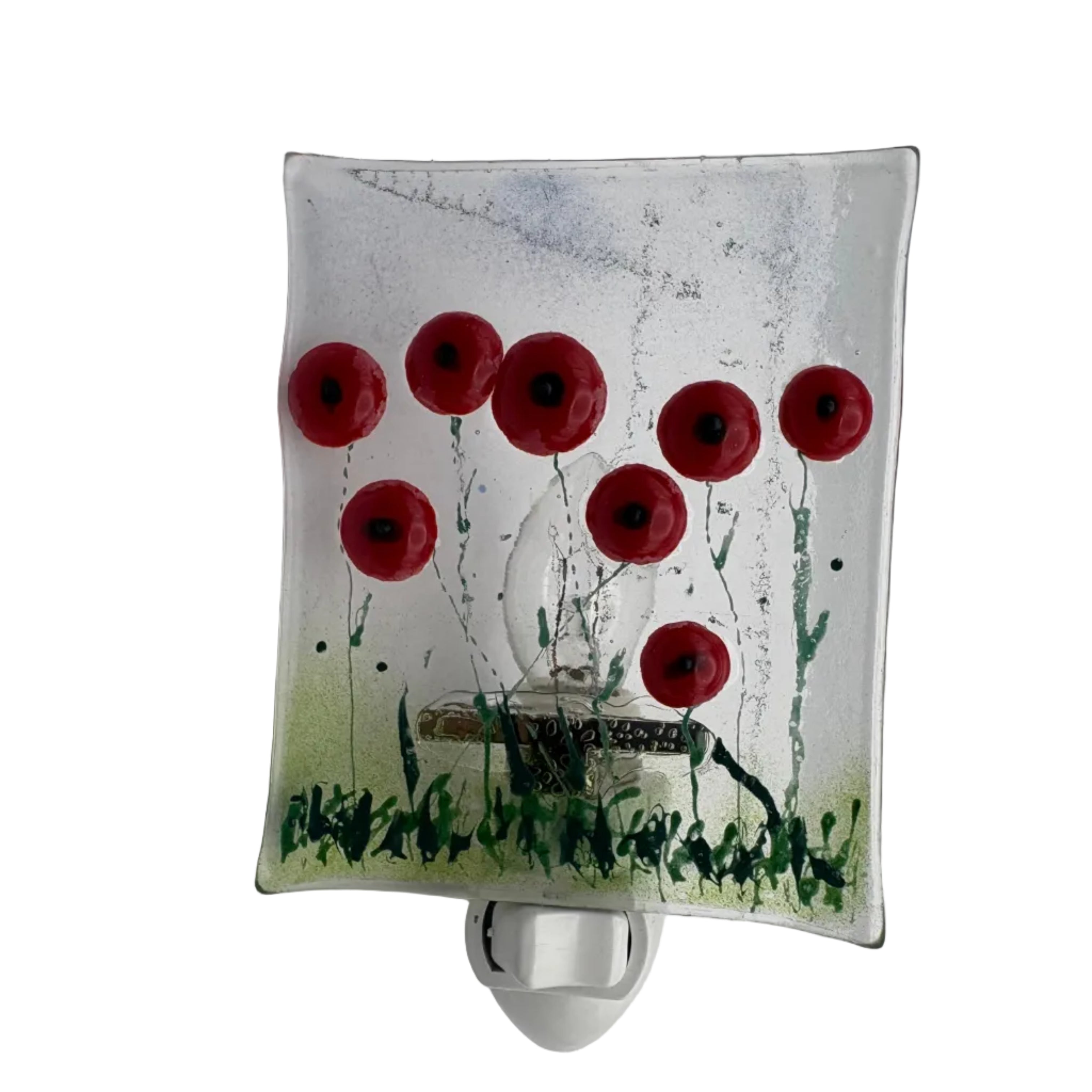Fused Glass Red Poppy Nightlight